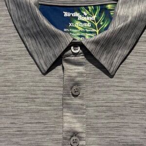 Birdie & Bound Mens Gray Heathered Short Sleeve‎ Golf Polo Shirt Size XL